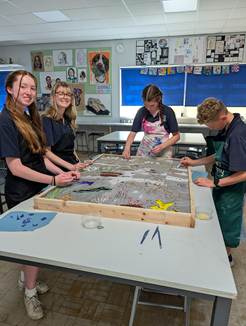 Hope Valley College students designing a well for Well Dressing