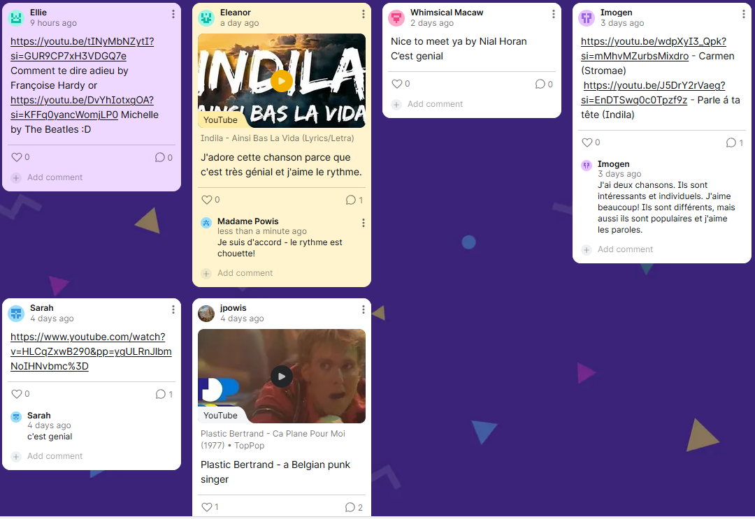 French music Padlet screenshot