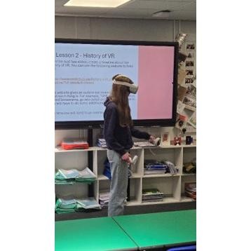 Student experiencing a VR headset
