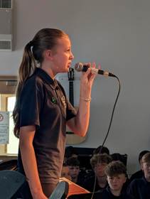 A Hope Valley College student singing at our Primary Music Showcase