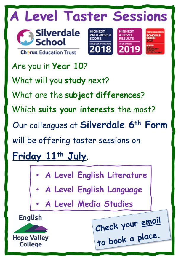 A Level Taster Sessions poster