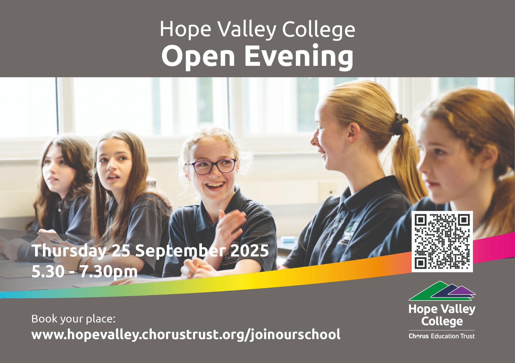 Advert for open evening on Thursday 25 September 2025